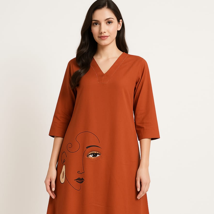 Premium Cotton Kurti Set with Handwork