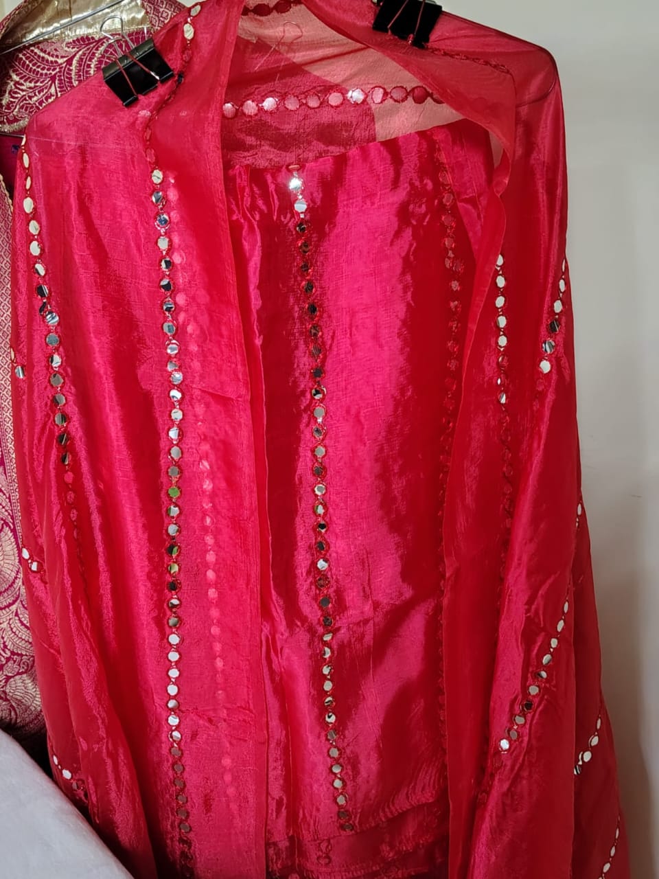 Silk Dupatta with Mirror Work
