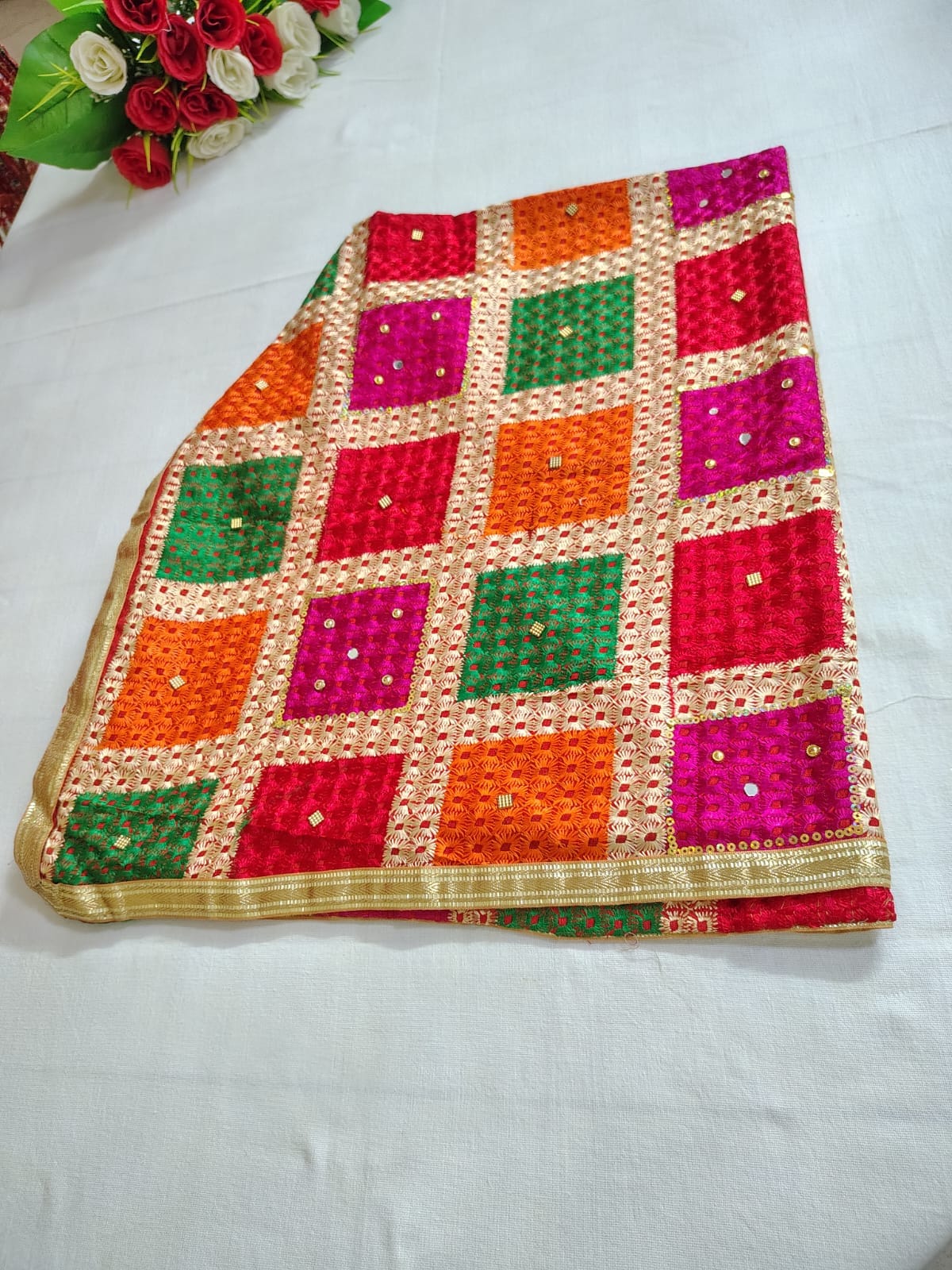 Phulkari Dupatta with Stone work