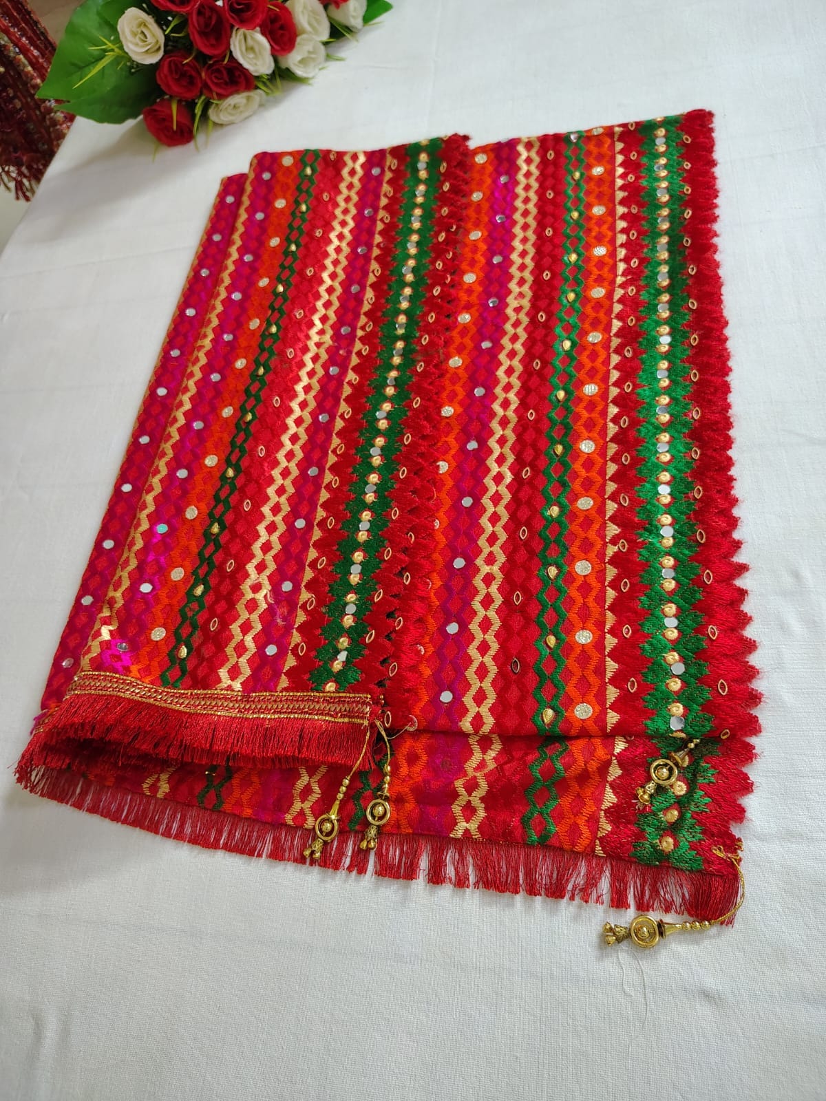 Phulkari Dupatta with Mirror work
