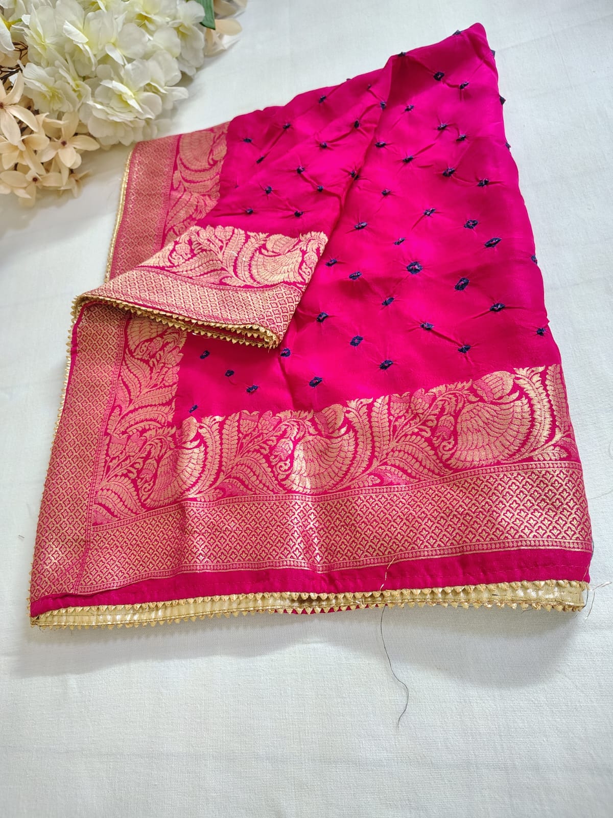 Batik Dupatta with Banarsi Border