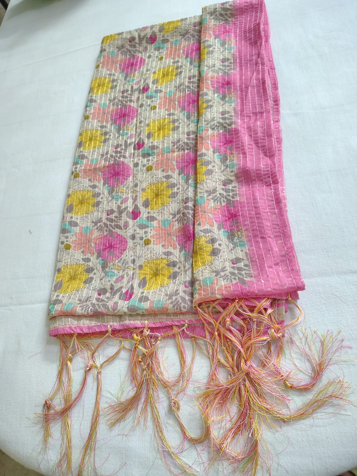 Pink Dupatta with Sitar Weaving