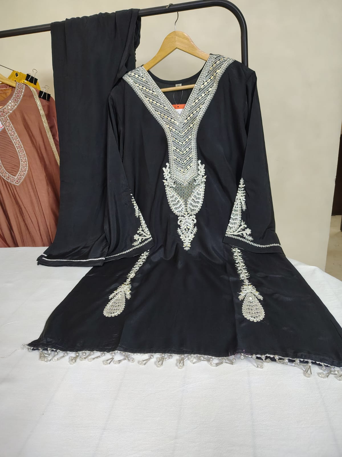 Resham Threadwork Black Suit with Pants