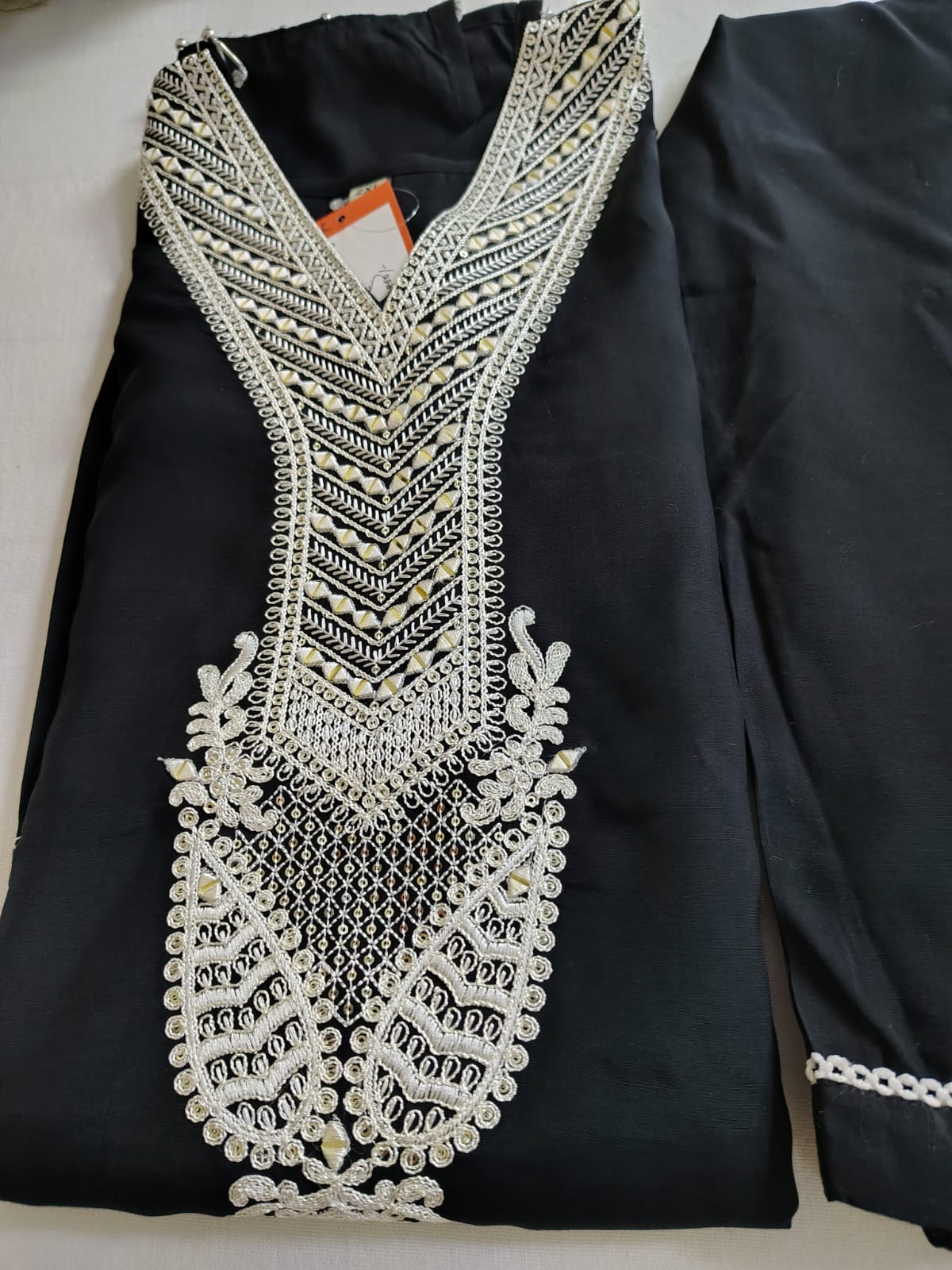 Resham Threadwork Black Suit with Pants