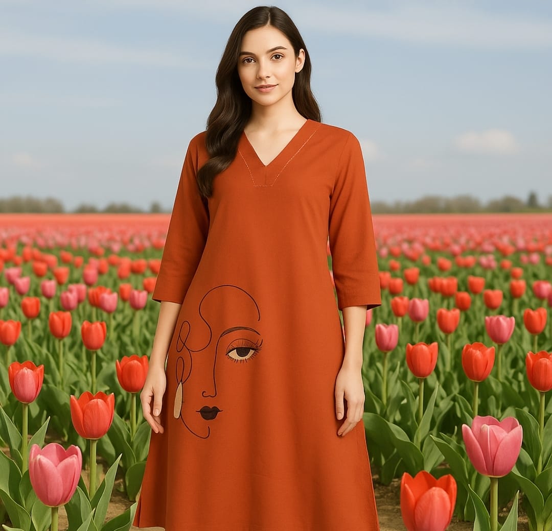 Premium Cotton Kurti Set with Handwork