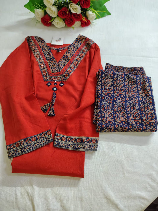 Premium Cotton Patchwork Kurti with Printed pant