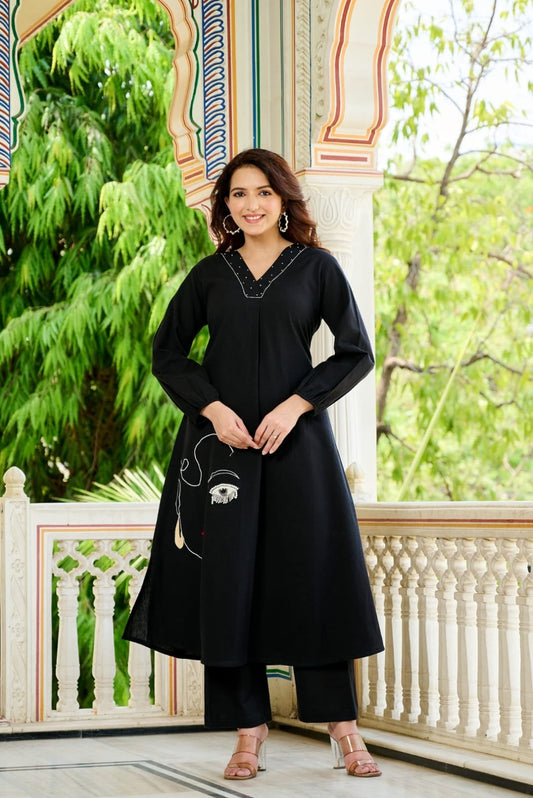 Premium Cotton Kurti Set with Handwork