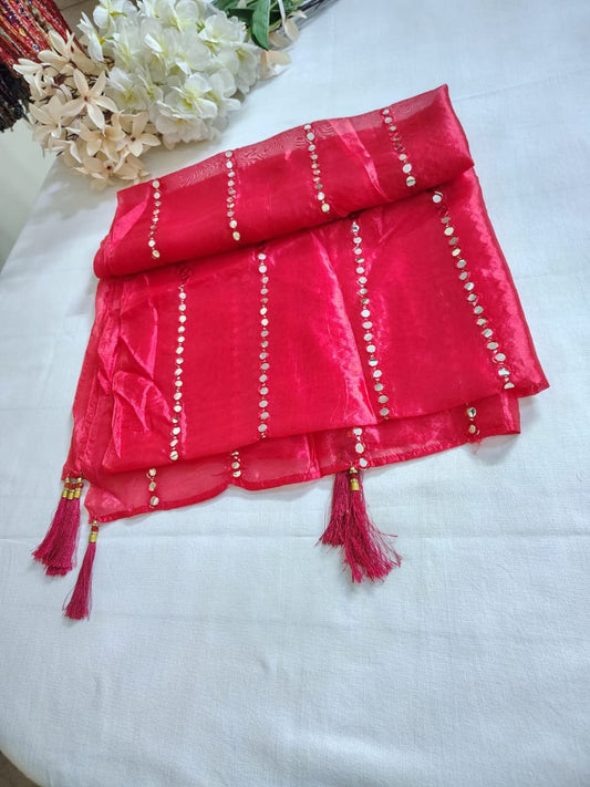 Silk Dupatta with Mirror Work