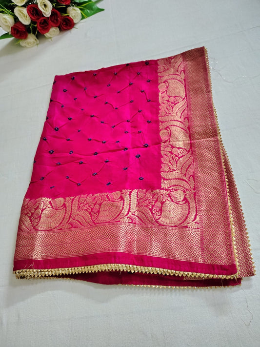 Batik Dupatta with Banarsi Border