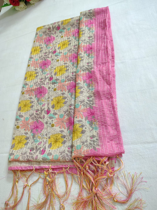 Pink Dupatta with Sitar Weaving
