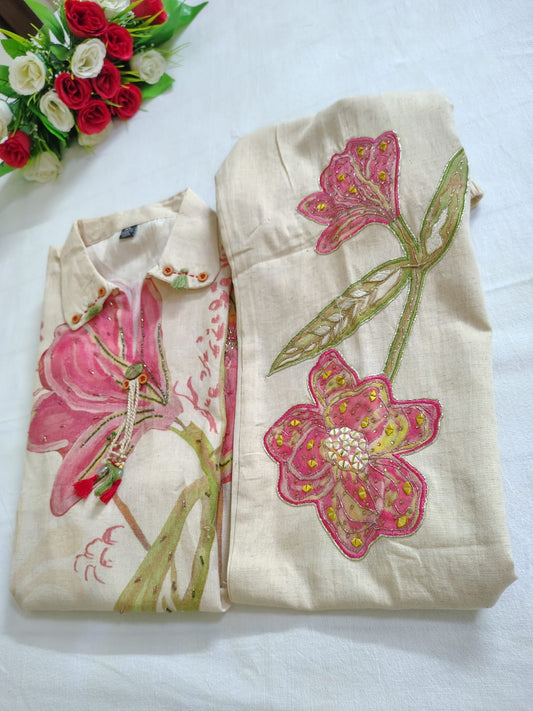 Flex Cotton Co-ord Set with Handwork on Top & Pant