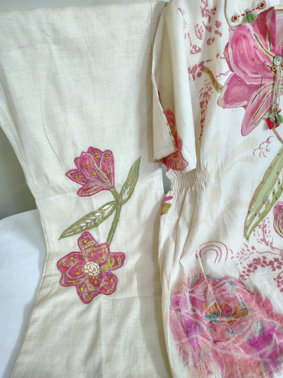 Flex Cotton Co-ord Set with Handwork on Top & Pant