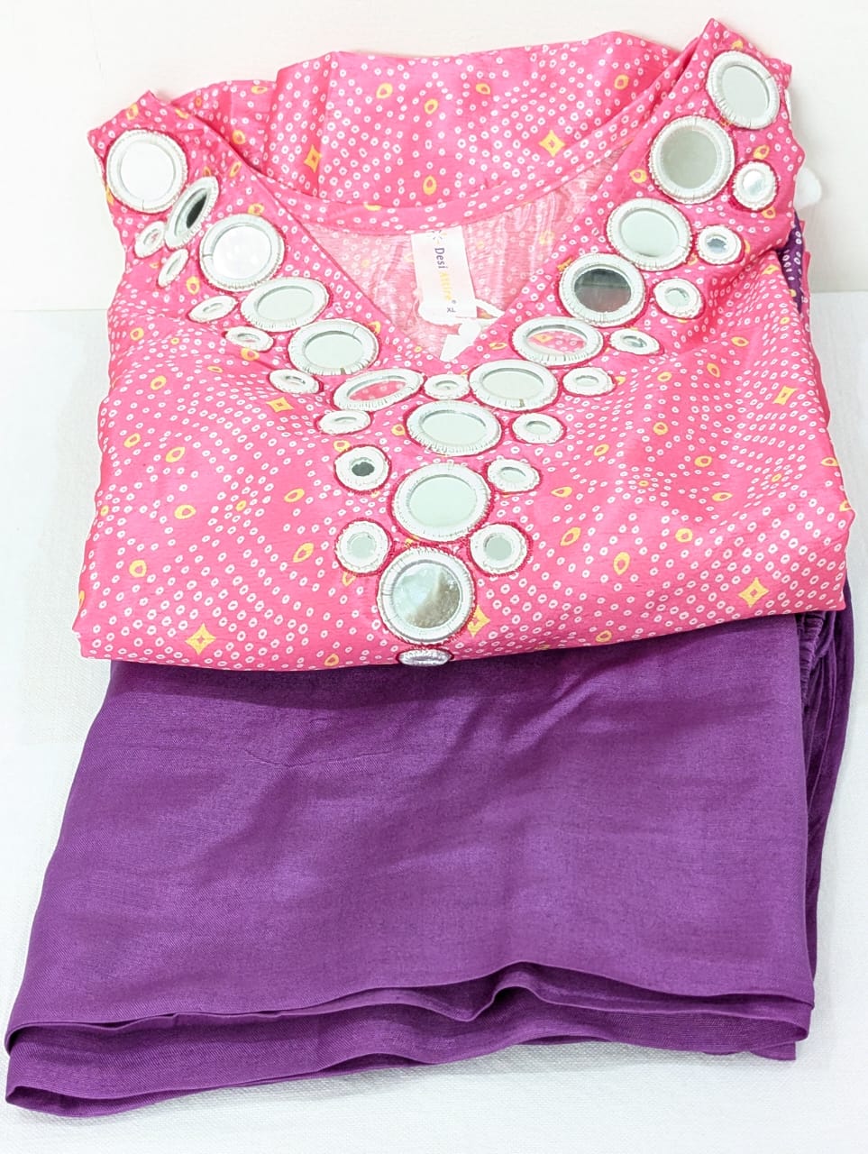 Kaftan with Original Mirror work Neckline