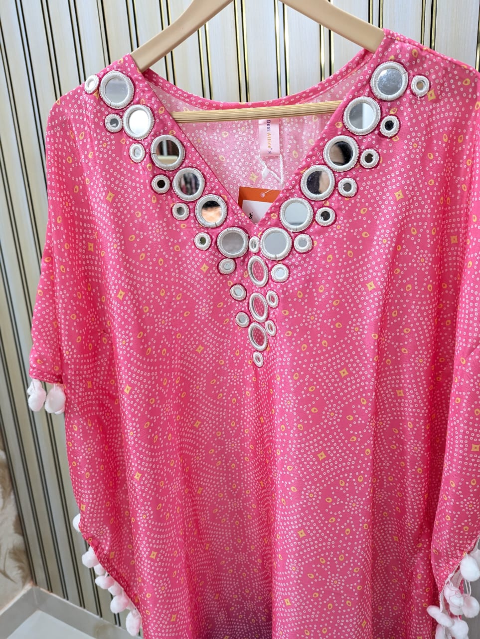Kaftan with Original Mirror work Neckline