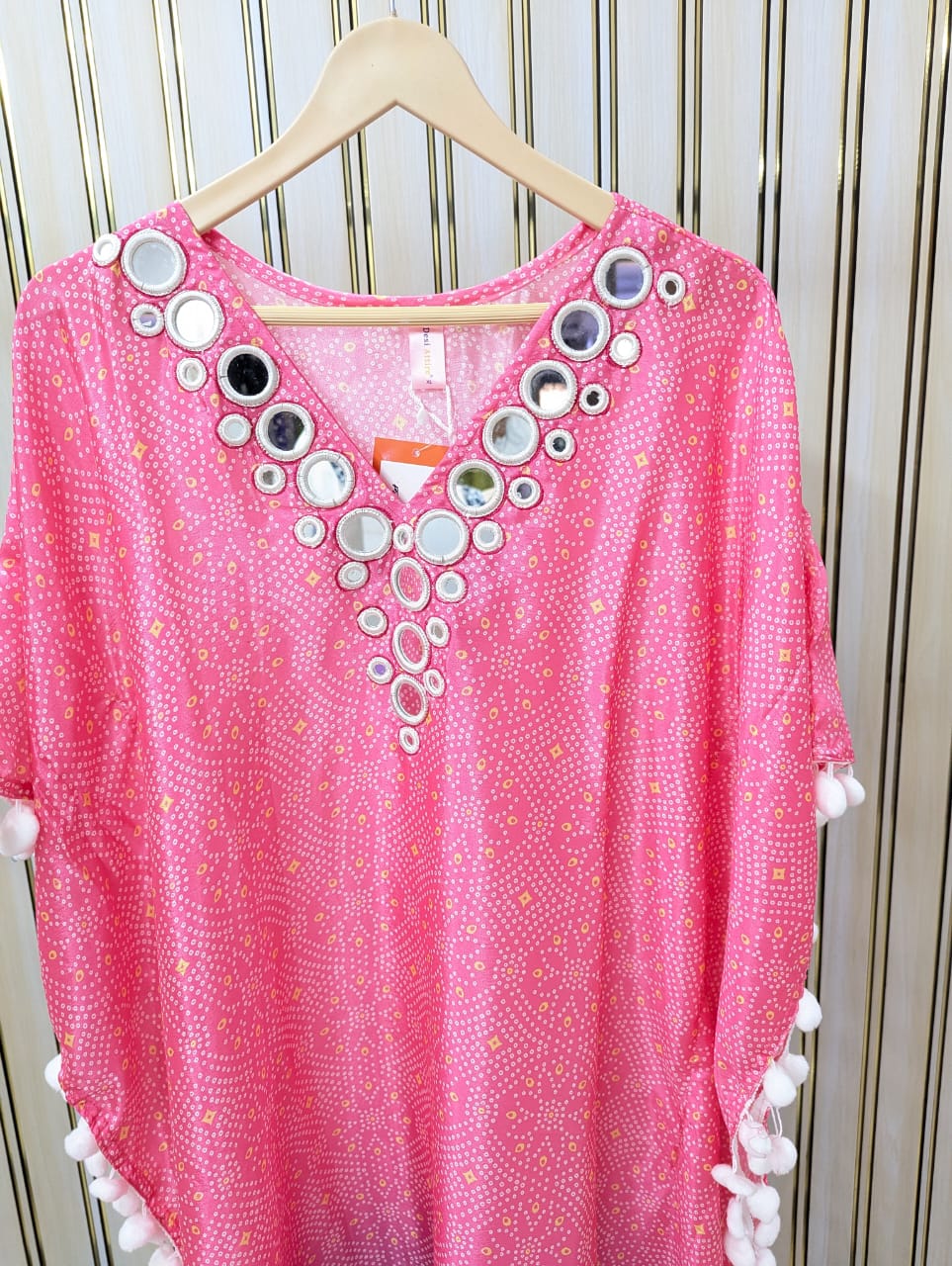 Kaftan with Original Mirror work Neckline