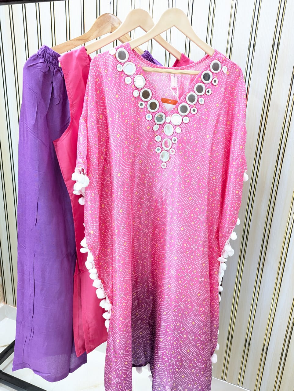 Kaftan with Original Mirror work Neckline