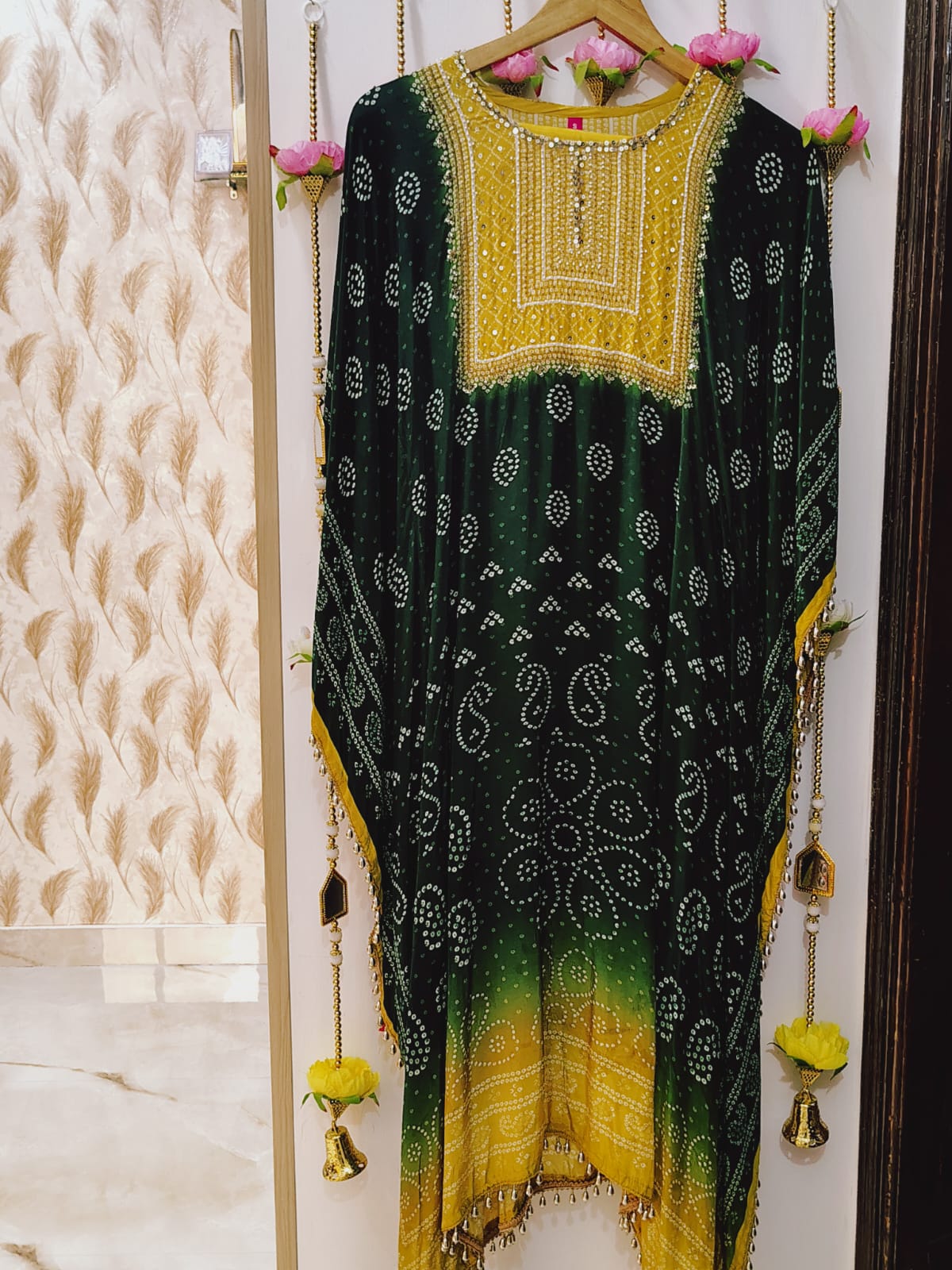Jaipuri Print Kaftan with Pearlwork